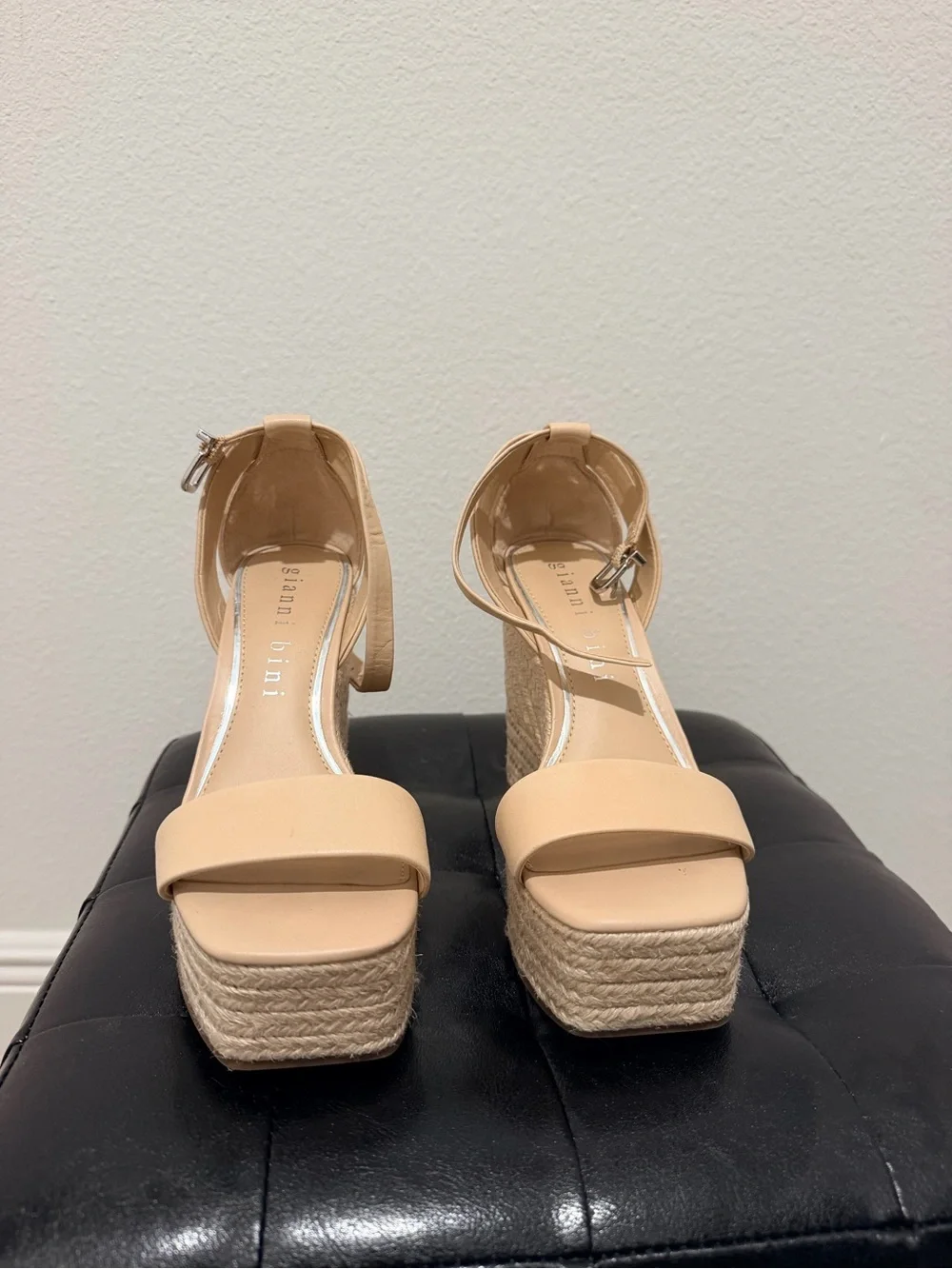Gianni Bini Nude Beige Platform Espadrille Sandals with Ankle Strap